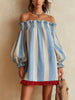 Off-Shoulder Striped Ruffle Hem Mini Dress test