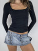 Square Neck Long Sleeve Fitted T-Shirt test