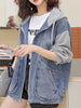Full Size Zip Up Hooded Denim Jacket Plus Size test
