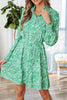 Paisley Print Button-Up Mini Dress with Smocked Cuffs test