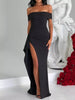 Off-Shoulder High Slit Maxi Dress