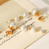 Synthetic Pearl Drop Chain Earrings with Gold Accents test