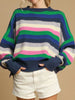 Contrast Striped Round Neck Long Sleeve Sweater test