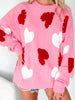 Pearl Embellished Heart Pattern Valentines Day Sweater test
