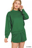 Zenana Scuba Long Sleeve Sweatshirt and Shorts Set
