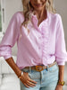 Striped Ruffle Detail Button-Up Blouse test