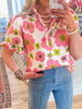 Floral Print Short Sleeve Blouse test