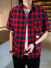 Men's Plus Size Casual Plaid Short Sleeve Shirt test