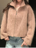 Fuzzy Zip-Up Stand Collar Outerwear test