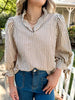 Striped Ruffled Neck Blouse with Tie Sleeves test