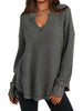 Slit Notched Long Sleeve T-Shirt