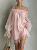Off-Shoulder Sheer Sleeve Mini Dress test
