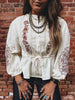 Embroidered Drawstring Waist Blouse test