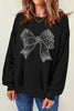 Rhinestone Bow Round Neck Long Sleeve Sweatshirt test