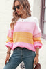 Round Neck Color Block Ribbed Pullover Sweater test