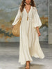 Full Size Notched 3/4 Sleeve Maxi Dress Plus Size test