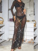 Sheer Rhinestone Embellished Long Sleeve Maxi Dress test