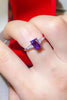 1 Carat Moissanite Platinum-Plated Rectangle Ring in Purple test