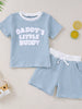 Children's Striped Letter Short Sleeve T-Shirt & Shorts Set test
