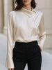 Asymmetric Collar Satin Blouse test