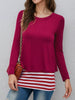 Layered Crew Neck Long Sleeve Striped T-Shirt test
