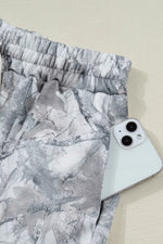 Abstract Woodland Camo Print Baggy Pullover Drawstring Shorts Set - Shopimist