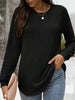Ribbed Texture Round Neck Long Sleeve Rounded Hem Knit Top test
