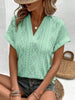 Openwork Notched Short Sleeve Blouse test