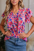 Abstract Print Ruffled Sleeve Notched Blouse test
