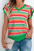 Contrast Striped V-Neck Knit Top test