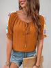 Perfee Tied Crochet Detail Short Sleeve Blouse test