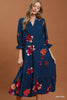 Umgee Floral Print Tiered Midi Dress with Puff Sleeves test