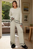 High-Low Round Neck Top and Pants Sweater Set test