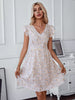 Floral Print Lace Trim Tie Back Mini Dress test