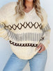 Contrast Stitch Detail V Neck Drop Shoulder Sweater test