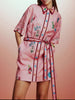 Printed Tie Waist Half Sleeve Shirt Dress test