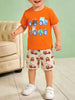 Children's Tractor & Firetruck Print Casual Tee and Shorts Set test