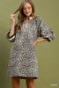 Umgee Leopard Print Quarter Zip Puff Sleeve Mini Dress test