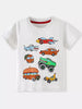 Children's Cartoon Vehicle Print Crew Neck T-Shirt test