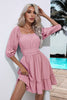 Square Neck Tie Back Ruffle Hem Dress test