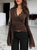Lace-Trimmed Long Sleeve Wrap T-Shirt test