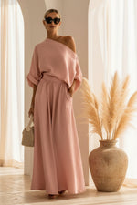 Women's Cropped Off-Shoulder Top & Pants Two-Piece Set