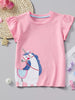 Children's Unicorn Embroidered Ruffle Sleeve T-Shirt test