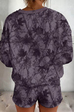 Abstract Woodland Camo Print Baggy Pullover Drawstring Shorts Set - Shopimist