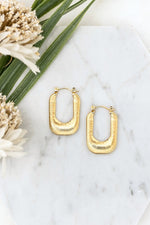 18K STAINLESS STEEL MINI RECTANGLE HOOP EARRING