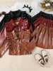 Children's Ruffled Faux Leather Top and Skirt Set test