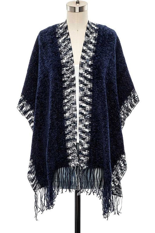 2 Tone Knitted Kimono Cardigan