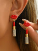 Stainless Steel Resin Lips Lipstick Rhinestone Earrings test