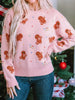Gingerbread Pattern Long Sleeve Round Neck Sweater test