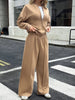Zip Up Drop Shoulder Top and Pants Set